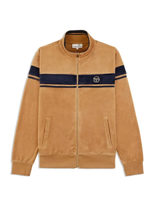 Sergio Tacchini Damarindo Velour Track Jacket- Almond/ Maritime Blue ALMOND/MARITIME BLUE New