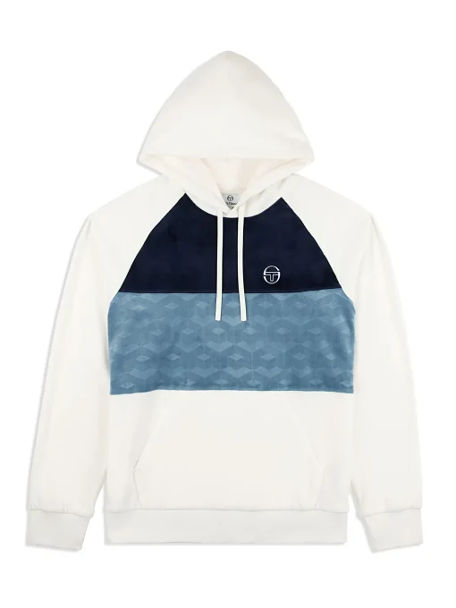 Sergio Tacchini Foggia Velour Debossed Hoodie- GARDENIA Outlet