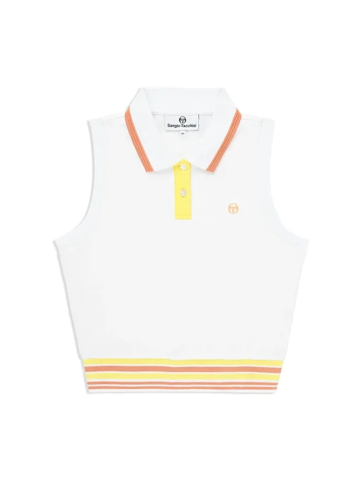 Sergio Tacchini Noale Cropped Tennis Polo- BRILLIANT WHITE Sale
