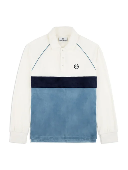 Sergio Tacchini Noci Velour Long Sleeve Polo- GARDENIA New