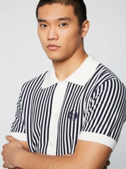 Sergio Tacchini Abramo Knit Polo- Pearled Ivory/ Maritime Blue PEARLED IVORY/MARITIME BLUE Hot