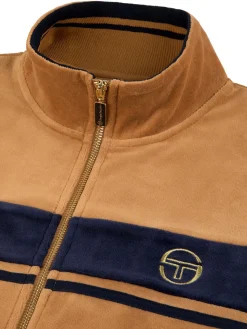 Sergio Tacchini Damarindo Velour Track Jacket- Almond/ Maritime Blue ALMOND/MARITIME BLUE New