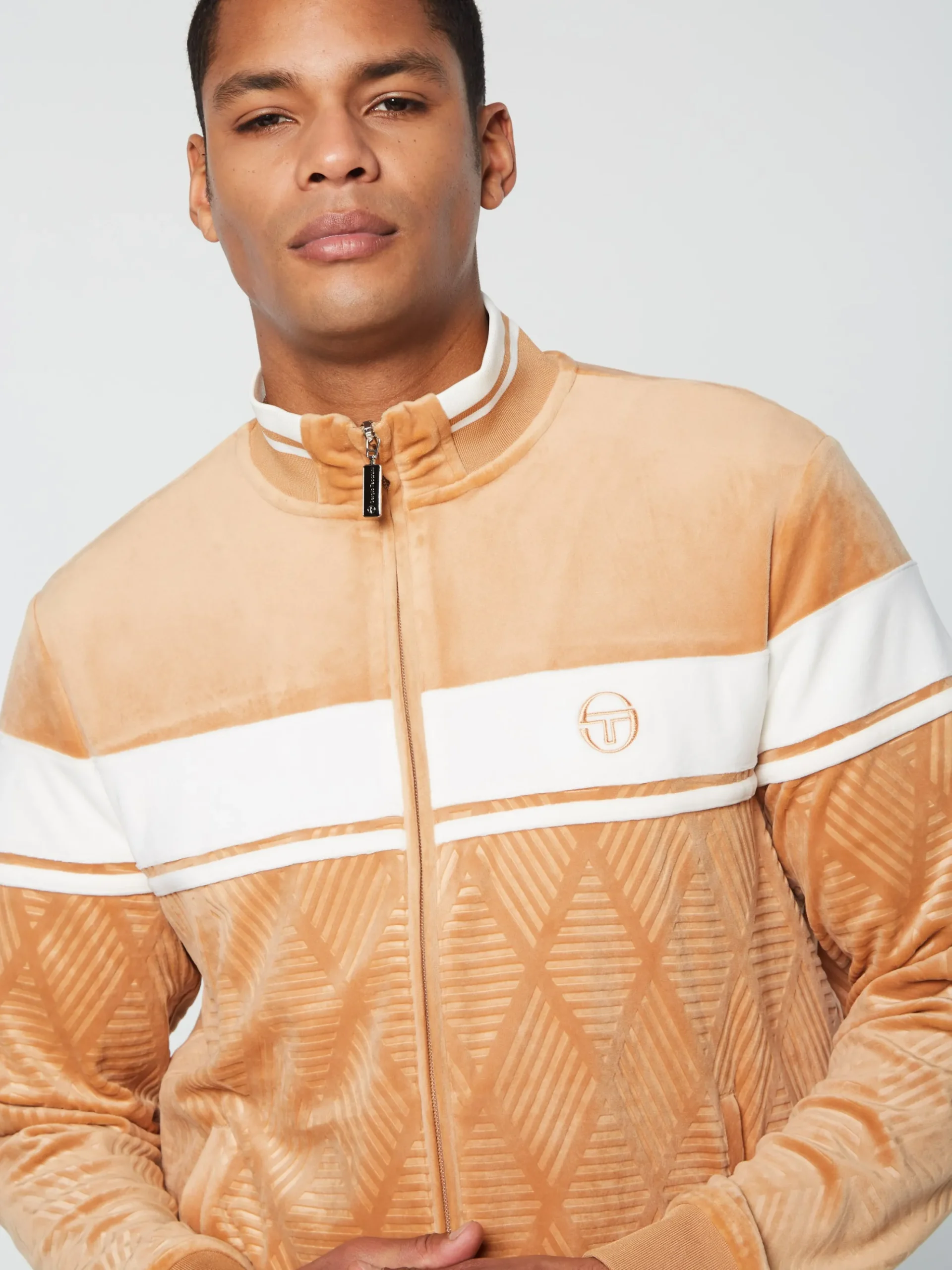Sergio Tacchini Debossed Damarindo Velour Track Jacket- MEERKAT Outlet