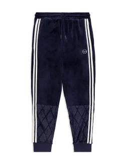 Sergio Tacchini Debossed Damarindo Velour Track Pant- MARITIME BLUE Fashion