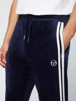 Sergio Tacchini Debossed Damarindo Velour Track Pant- MARITIME BLUE Fashion