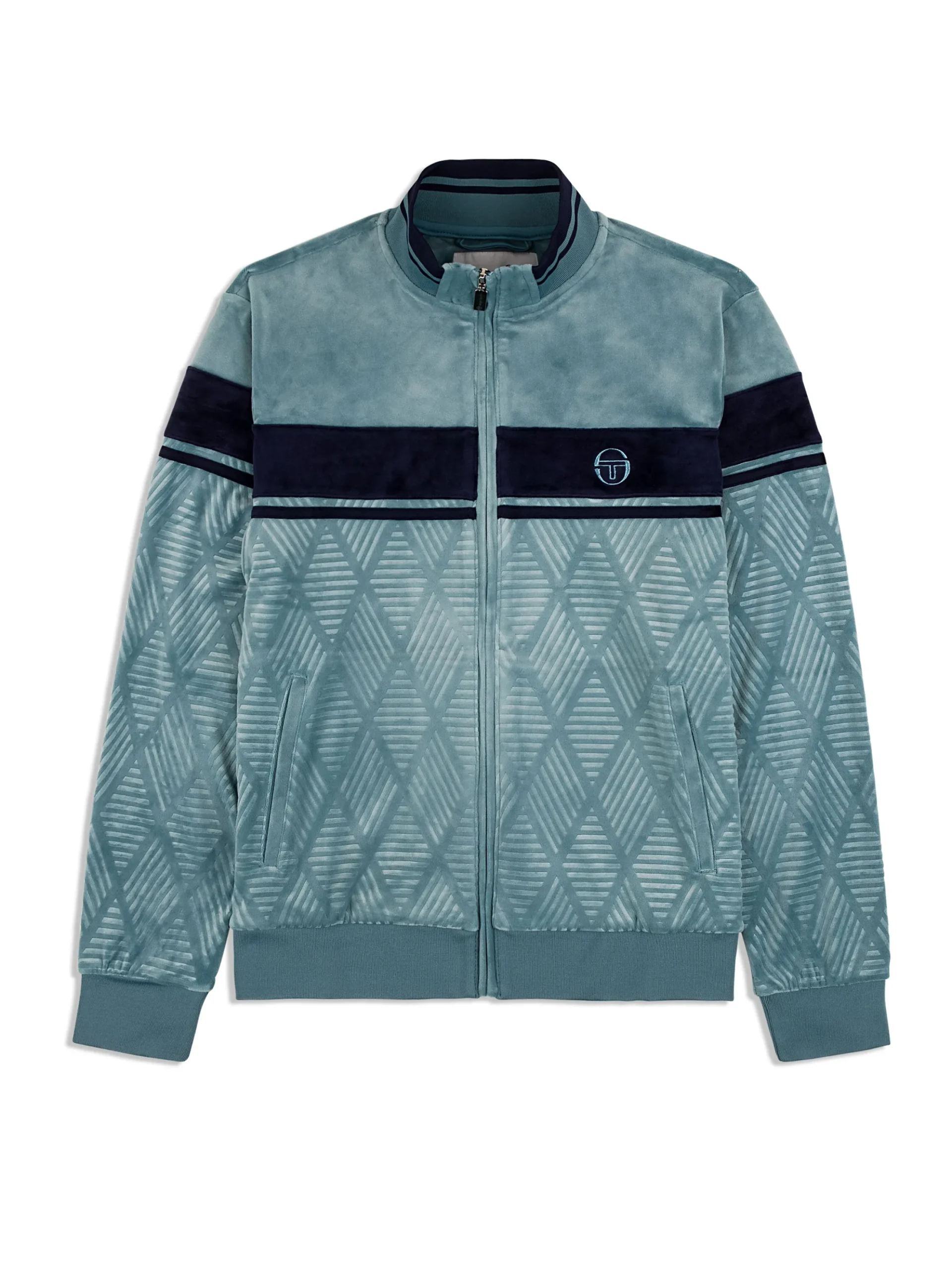 Sergio Tacchini Debossed Damarindo Velour Track Jacket- LARKSPUR Best