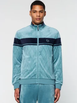 Sergio Tacchini Debossed Damarindo Velour Track Jacket- LARKSPUR Best