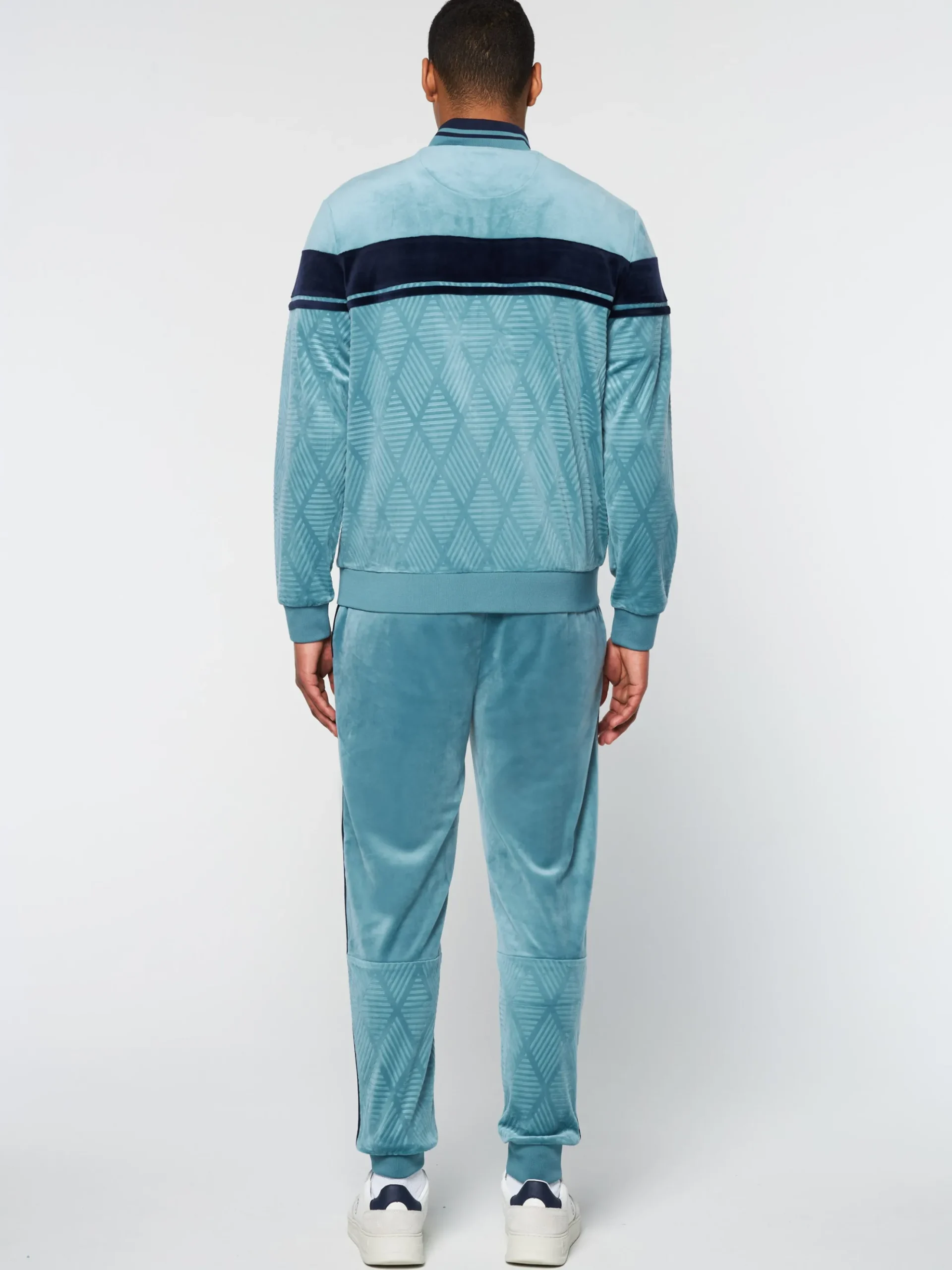 Sergio Tacchini Debossed Damarindo Velour Track Jacket- LARKSPUR Best