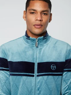 Sergio Tacchini Debossed Damarindo Velour Track Jacket- LARKSPUR Best