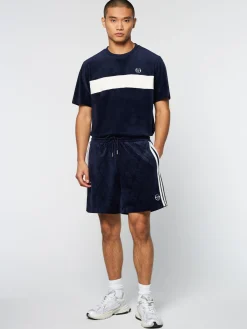 Sergio Tacchini Debossed Damarindo Velour Short- MARITIME BLUE Discount