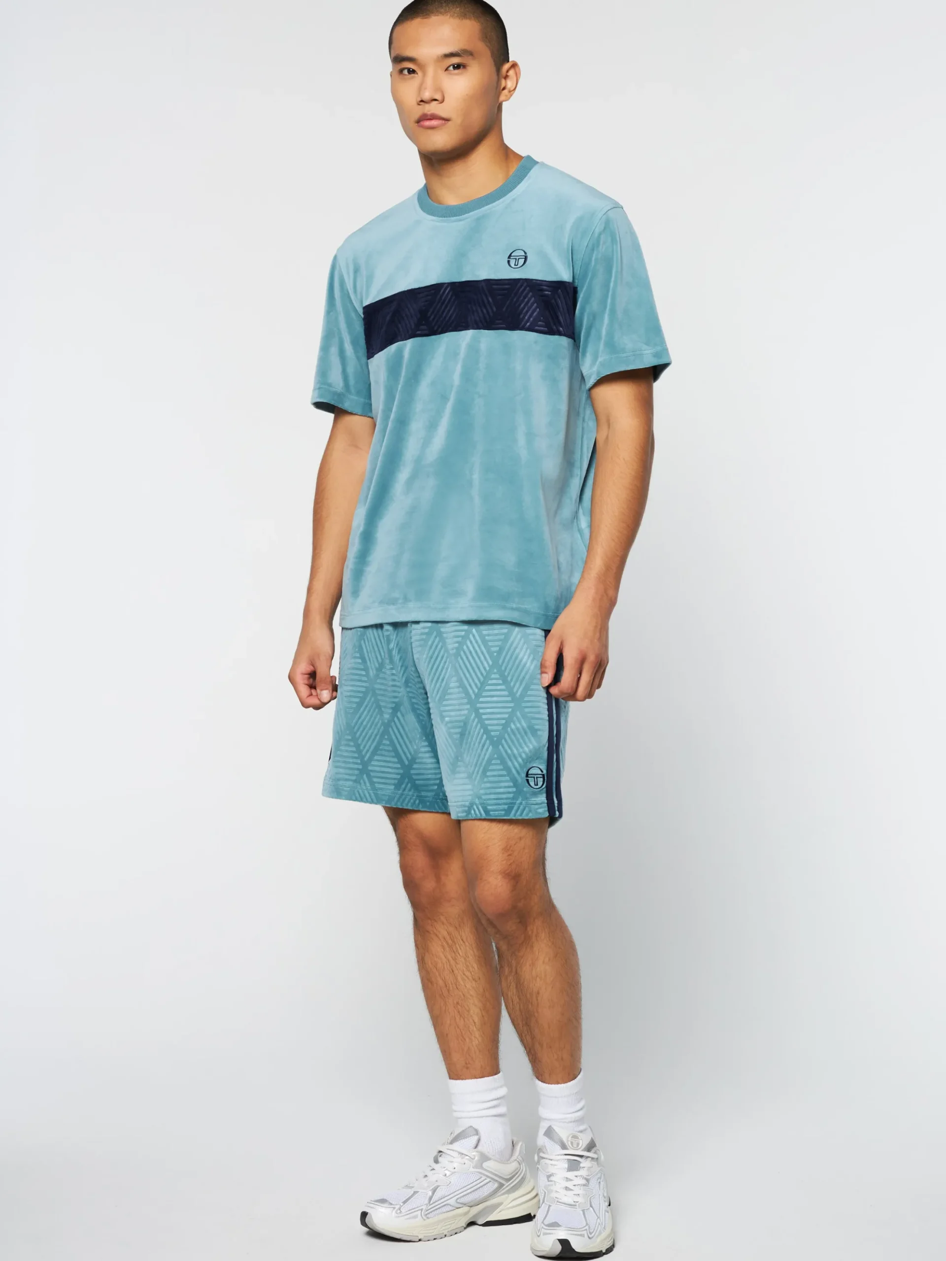 Sergio Tacchini Debossed Damarindo Velour T-Shirt- LARKSPUR Best