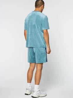 Sergio Tacchini Debossed Damarindo Velour T-Shirt- LARKSPUR Best