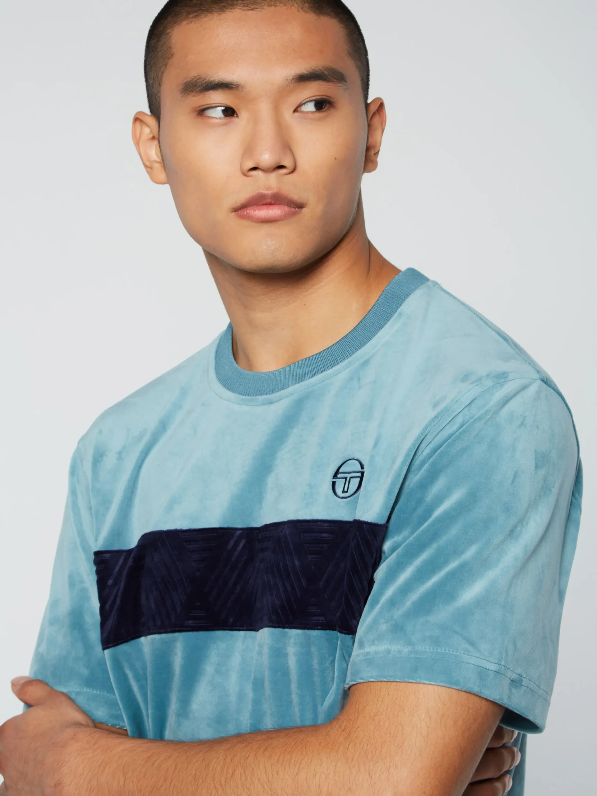 Sergio Tacchini Debossed Damarindo Velour T-Shirt- LARKSPUR Best