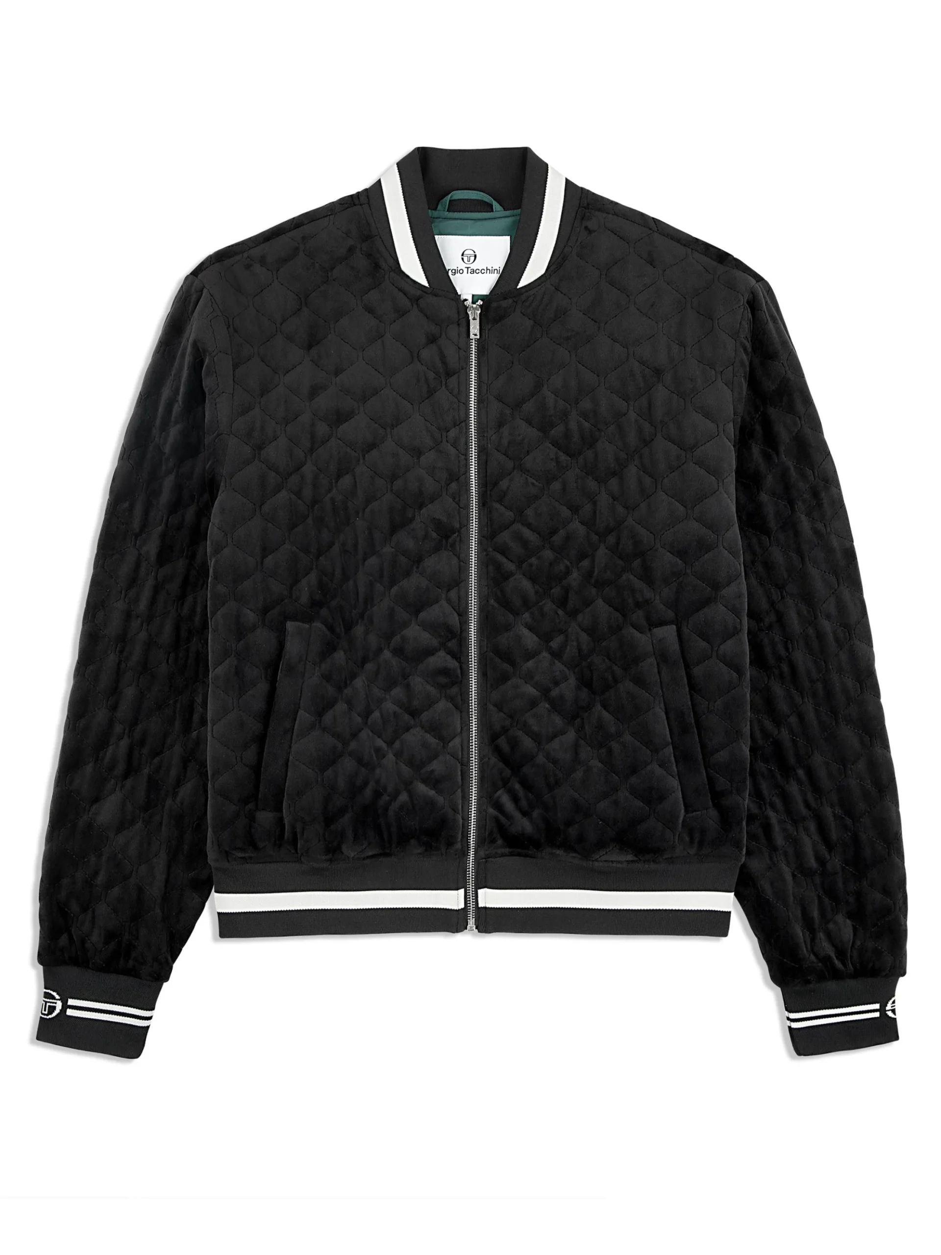 Sergio Tacchini Fasano Quilted Velour Jacket- BLACK BEAUTY Sale