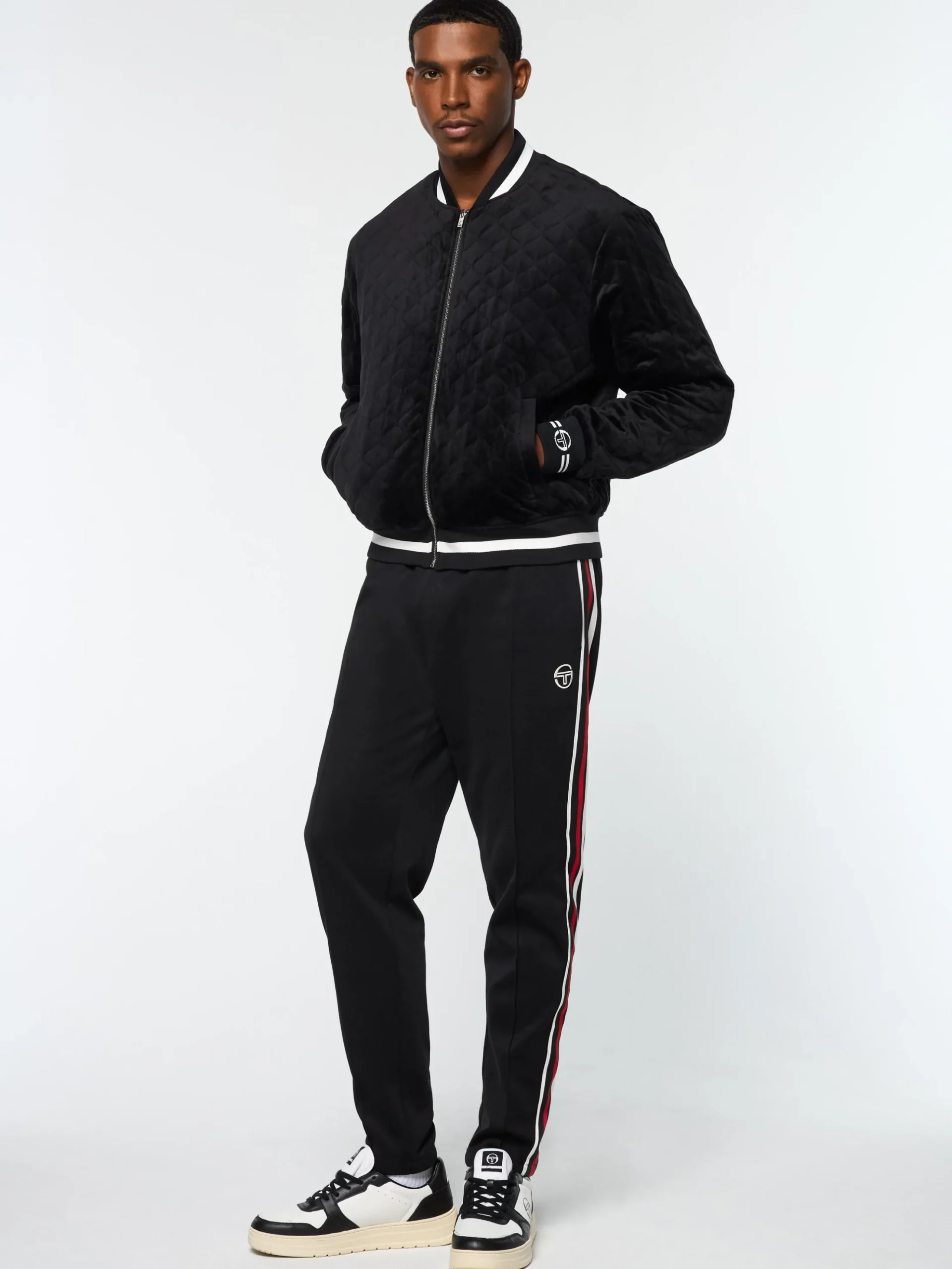 Sergio Tacchini Fasano Quilted Velour Jacket- BLACK BEAUTY Sale