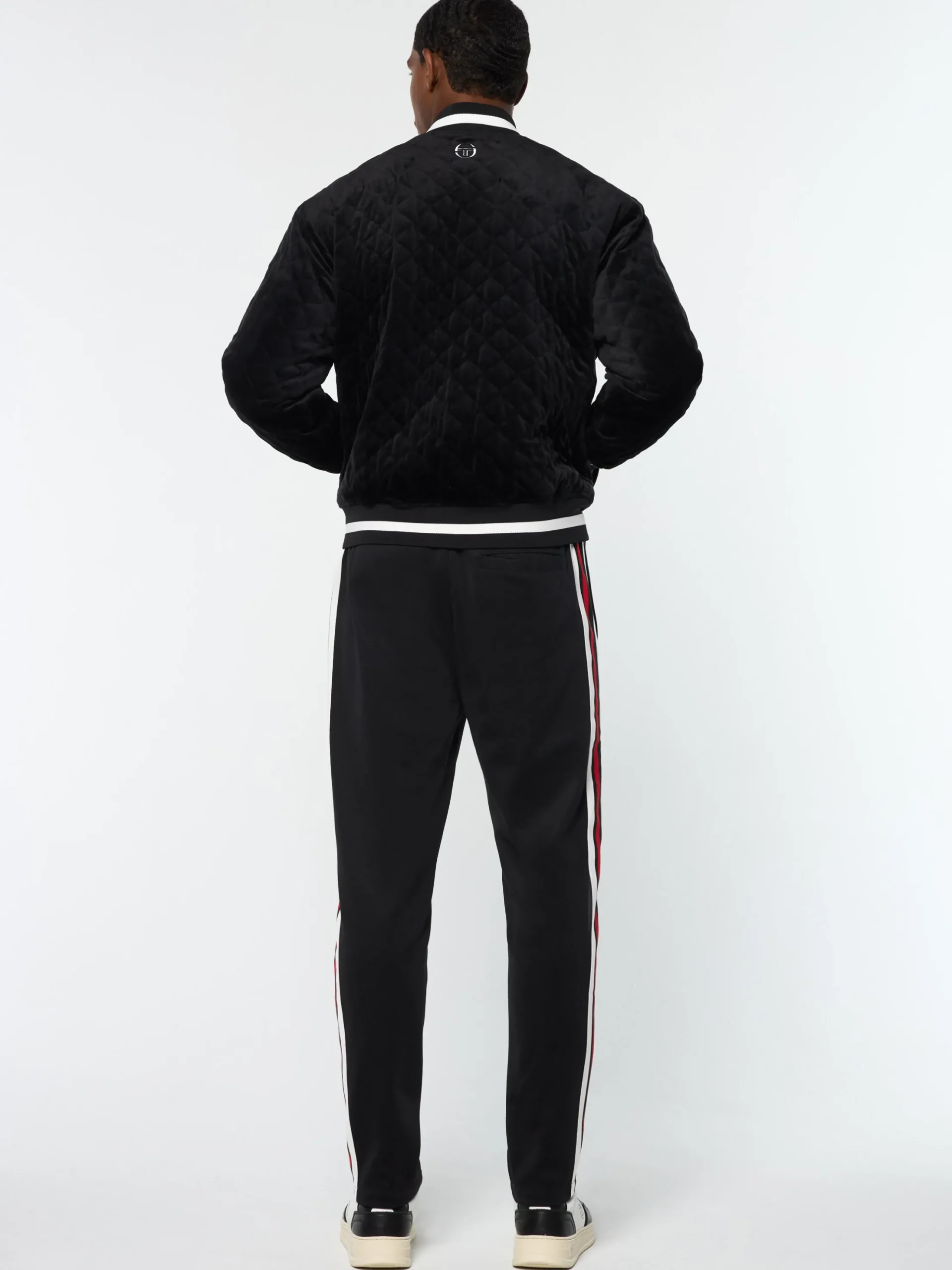 Sergio Tacchini Fasano Quilted Velour Jacket- BLACK BEAUTY Sale