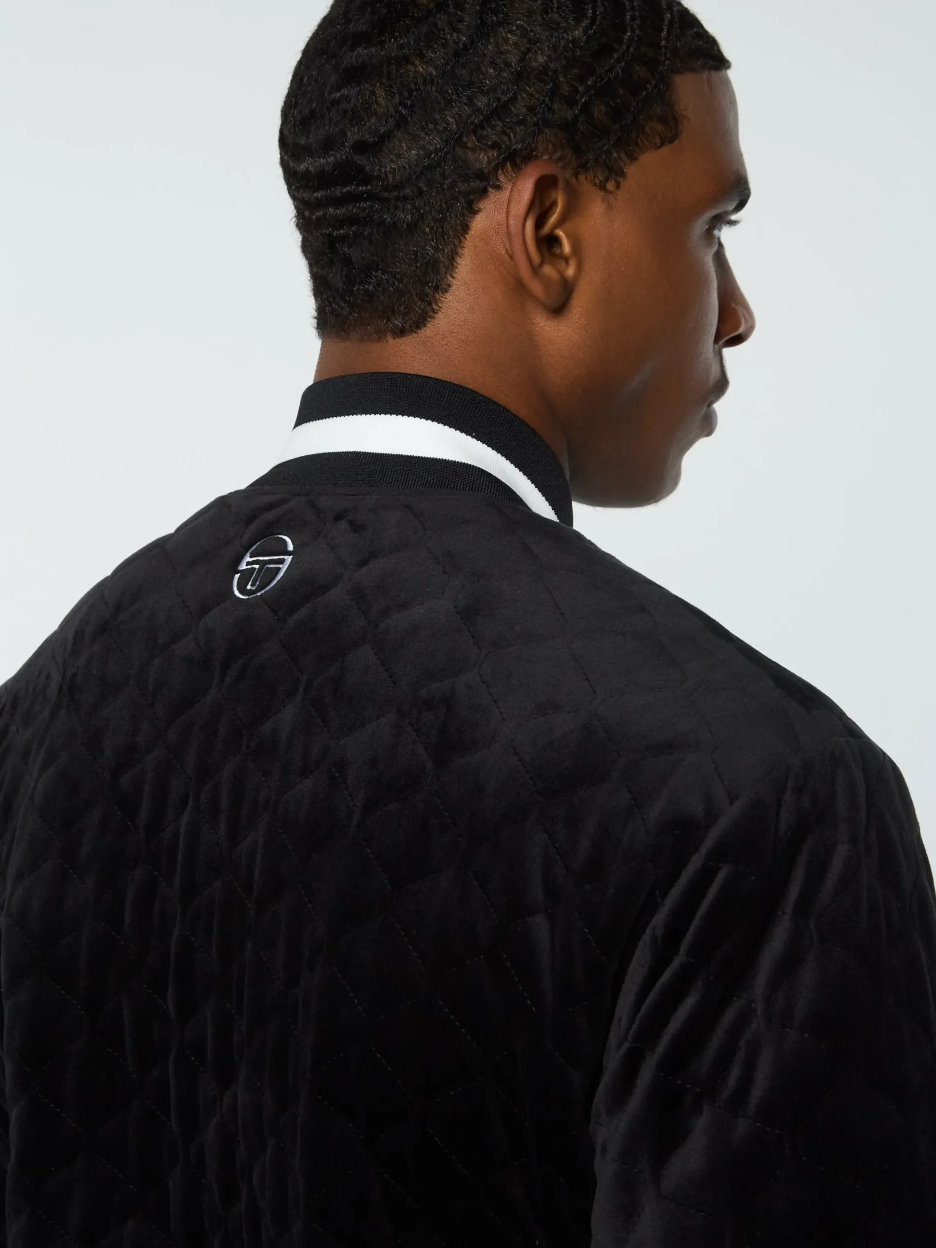 Sergio Tacchini Fasano Quilted Velour Jacket- BLACK BEAUTY Sale