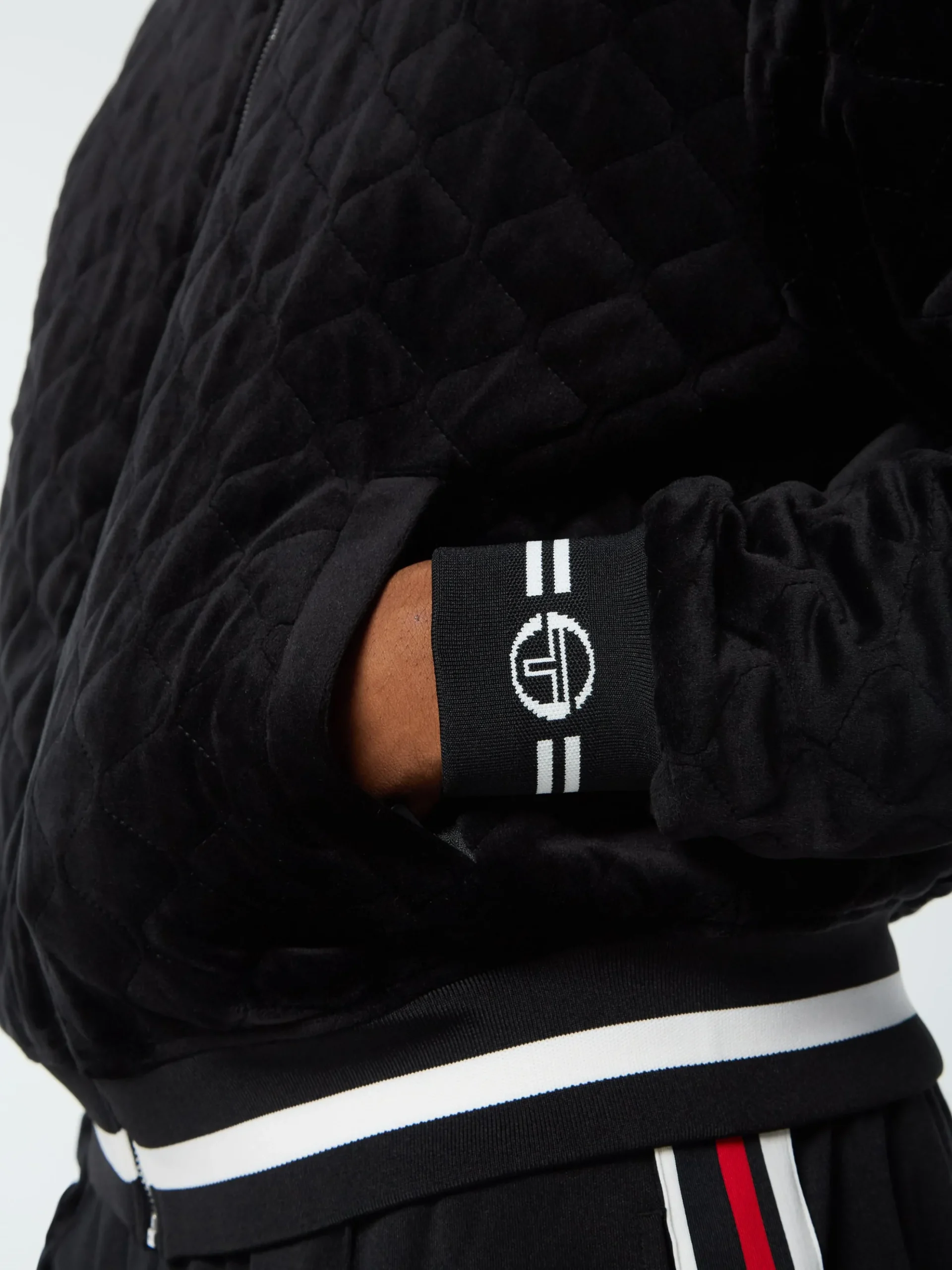 Sergio Tacchini Fasano Quilted Velour Jacket- BLACK BEAUTY Sale