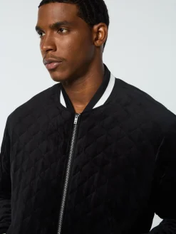 Sergio Tacchini Fasano Quilted Velour Jacket- BLACK BEAUTY Sale