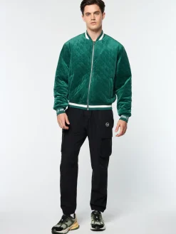 Sergio Tacchini Fasano Quilted Velour Jacket- RAINFOREST Hot