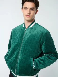 Sergio Tacchini Fasano Quilted Velour Jacket- RAINFOREST Hot