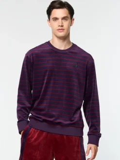 Sergio Tacchini Foggia Velour Crewneck- BLACKBERRY CORDIAL Clearance