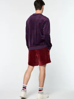 Sergio Tacchini Foggia Velour Crewneck- BLACKBERRY CORDIAL Clearance