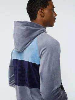 Sergio Tacchini Foggia Velour Debossed Hoodie- GRISAILLE Best