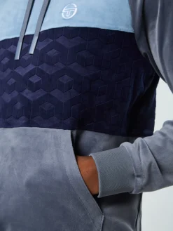 Sergio Tacchini Foggia Velour Debossed Hoodie- GRISAILLE Best