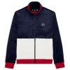 Sergio Tacchini Foggia Velour Debossed Track Jacket- MARITIME BLUE Discount