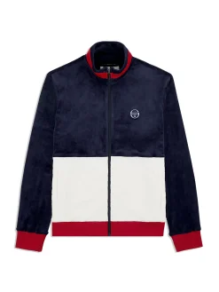 Sergio Tacchini Foggia Velour Debossed Track Jacket- MARITIME BLUE Discount
