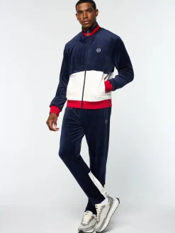 Sergio Tacchini Foggia Velour Debossed Track Jacket- MARITIME BLUE Discount
