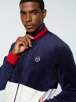 Sergio Tacchini Foggia Velour Debossed Track Jacket- MARITIME BLUE Discount