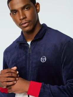 Sergio Tacchini Foggia Velour Debossed Track Jacket- MARITIME BLUE Discount