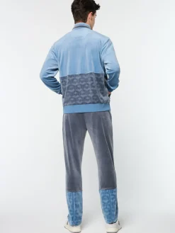 Sergio Tacchini Foggia Velour Debossed Track Jacket- CORONET BLUE Best