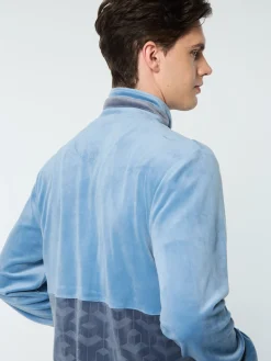 Sergio Tacchini Foggia Velour Debossed Track Jacket- CORONET BLUE Best