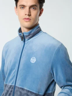 Sergio Tacchini Foggia Velour Debossed Track Jacket- CORONET BLUE Best
