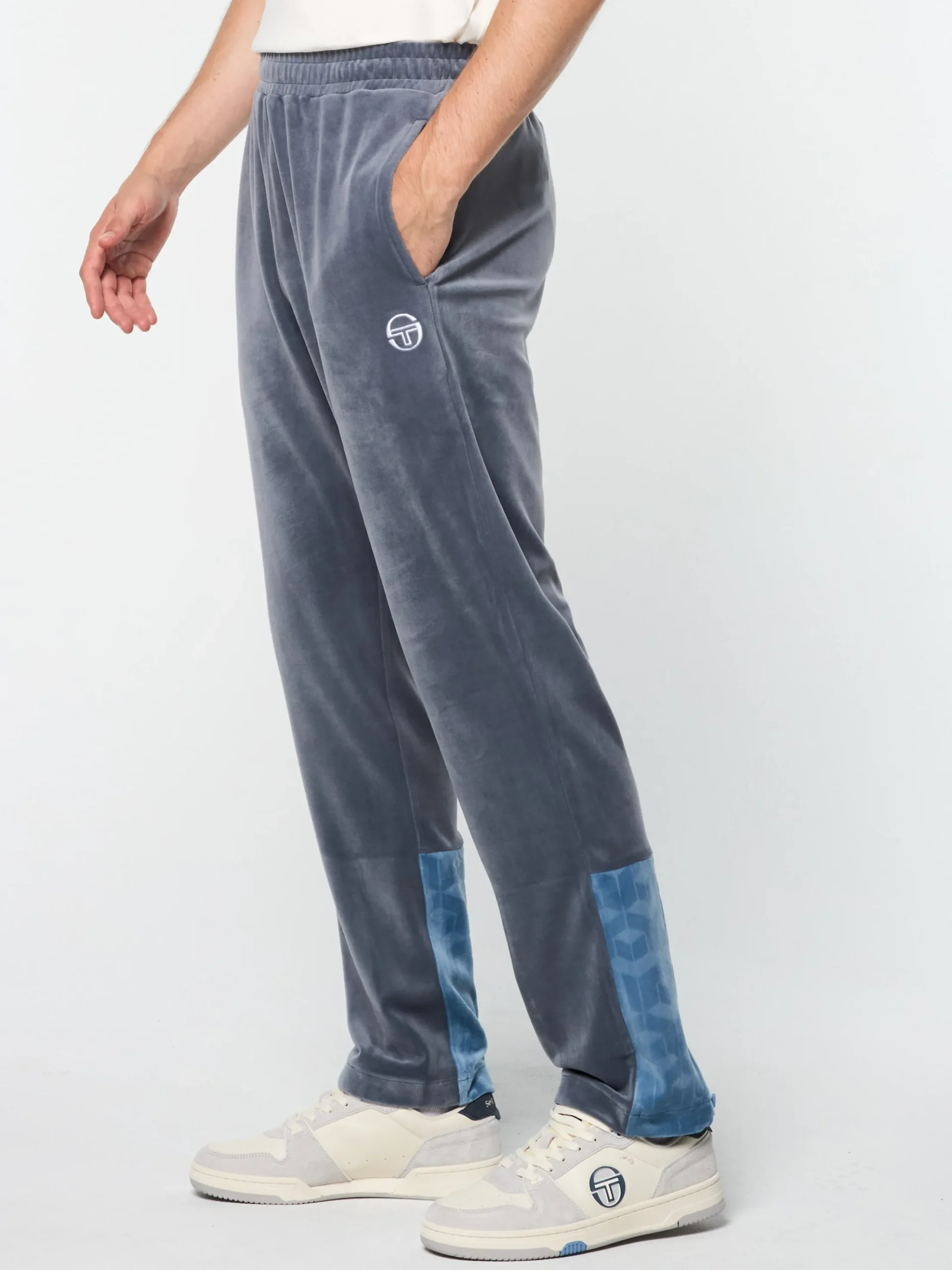 Sergio Tacchini Foggia Velour Debossed Track Pant- GRISAILLE Clearance