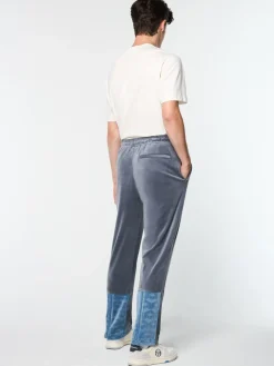 Sergio Tacchini Foggia Velour Debossed Track Pant- GRISAILLE Clearance