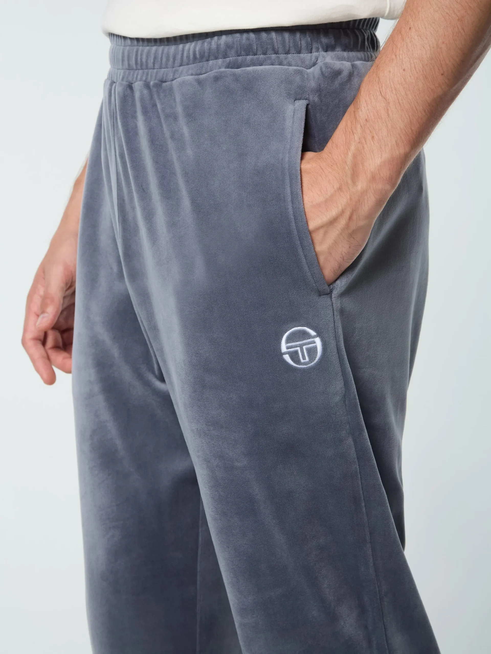 Sergio Tacchini Foggia Velour Debossed Track Pant- GRISAILLE Clearance