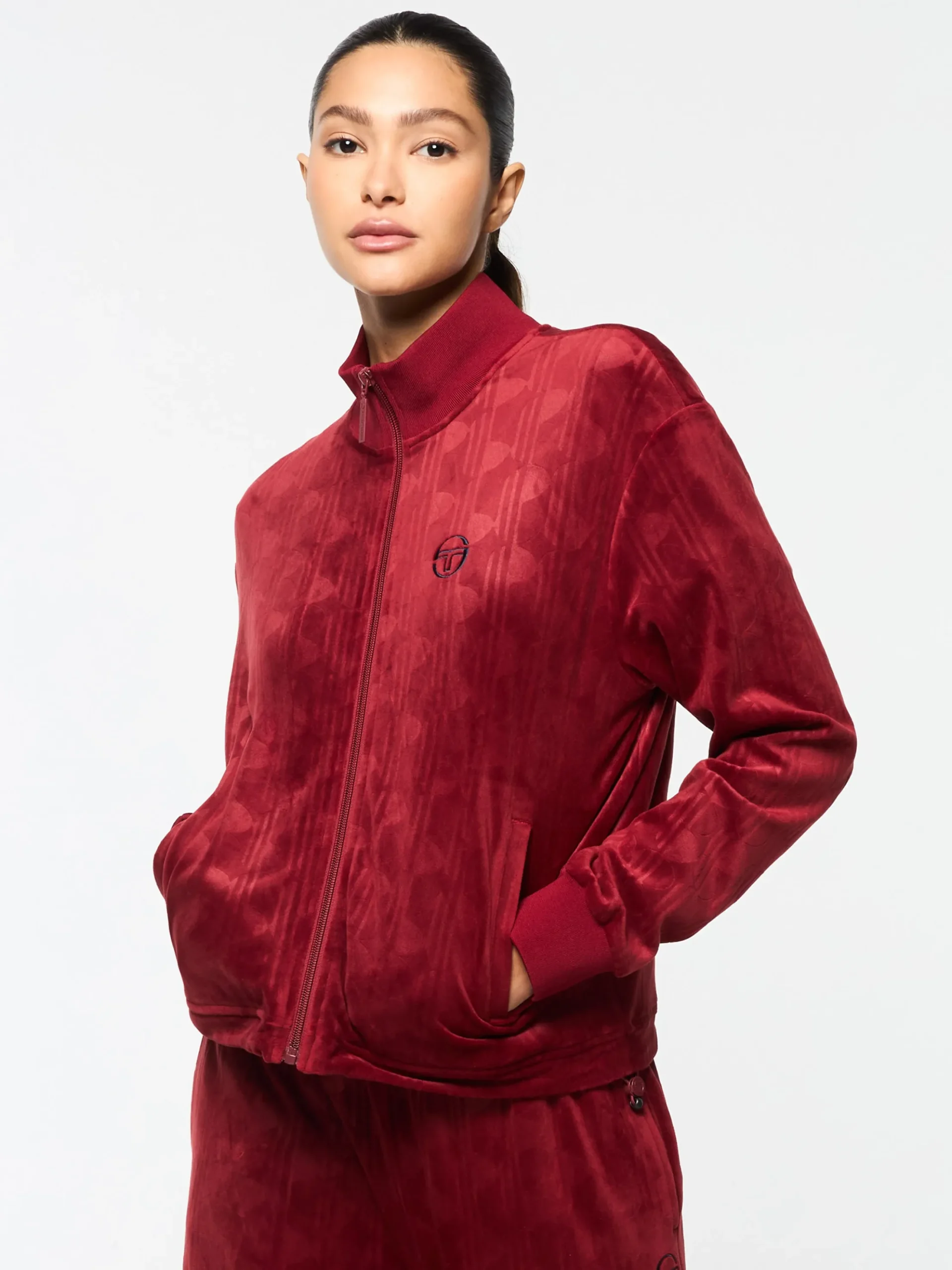 Sergio Tacchini Gabrisa Velour Track Jacket- SUN DRIED TOMATO Outlet
