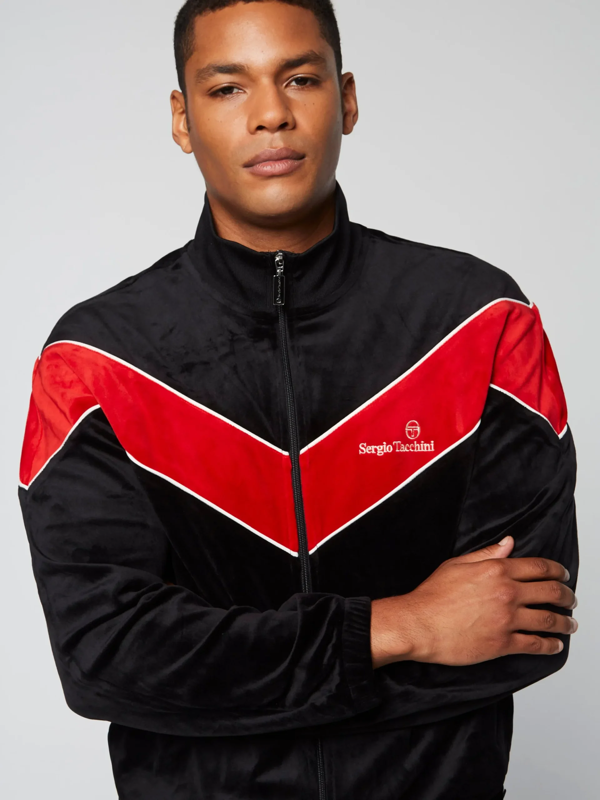 Sergio Tacchini Gallone Velour Track Jacket- BLACK BEAUTY Outlet