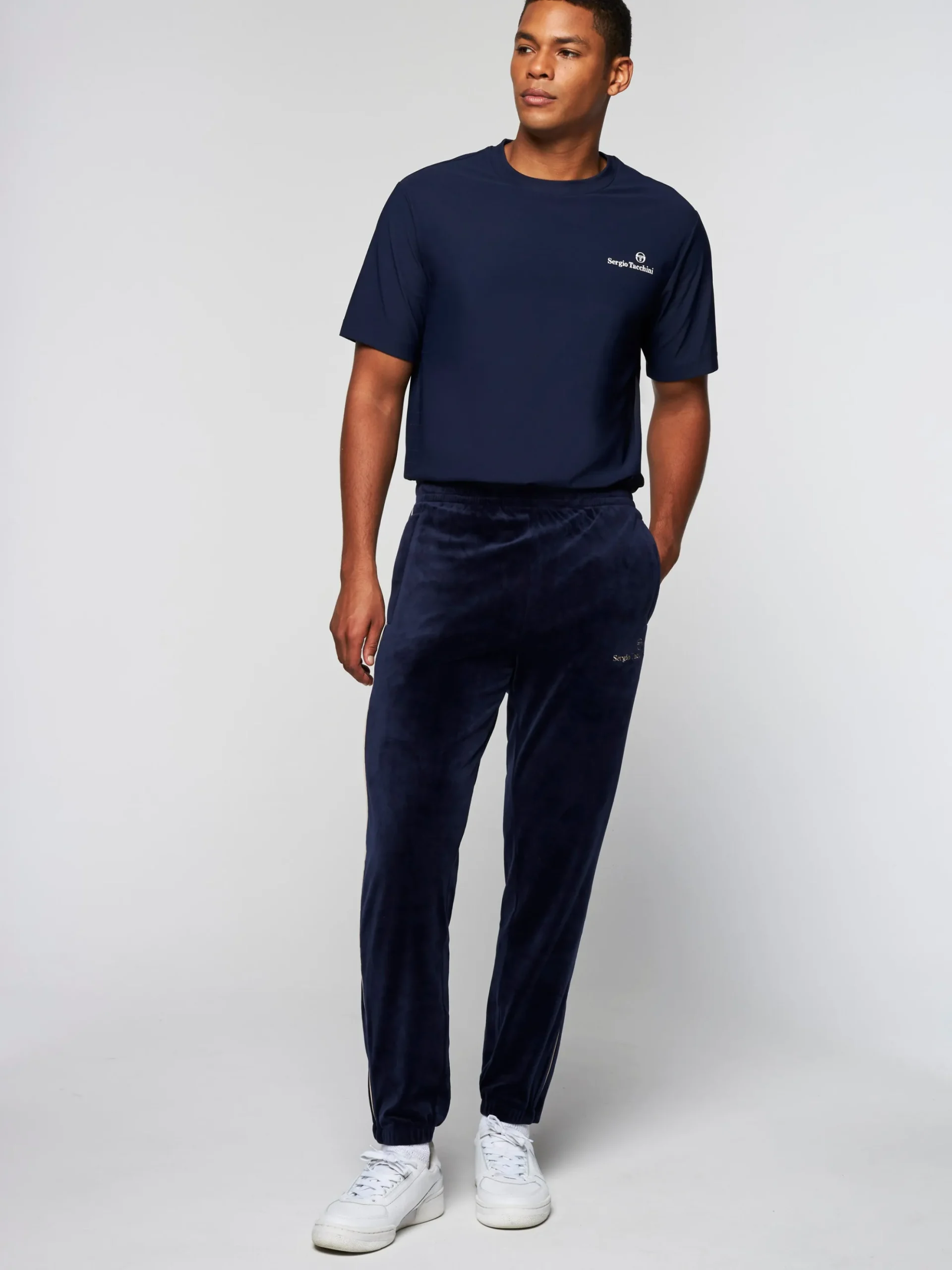 Sergio Tacchini Gallone Velour Track Pant- MARITIME BLUE Best