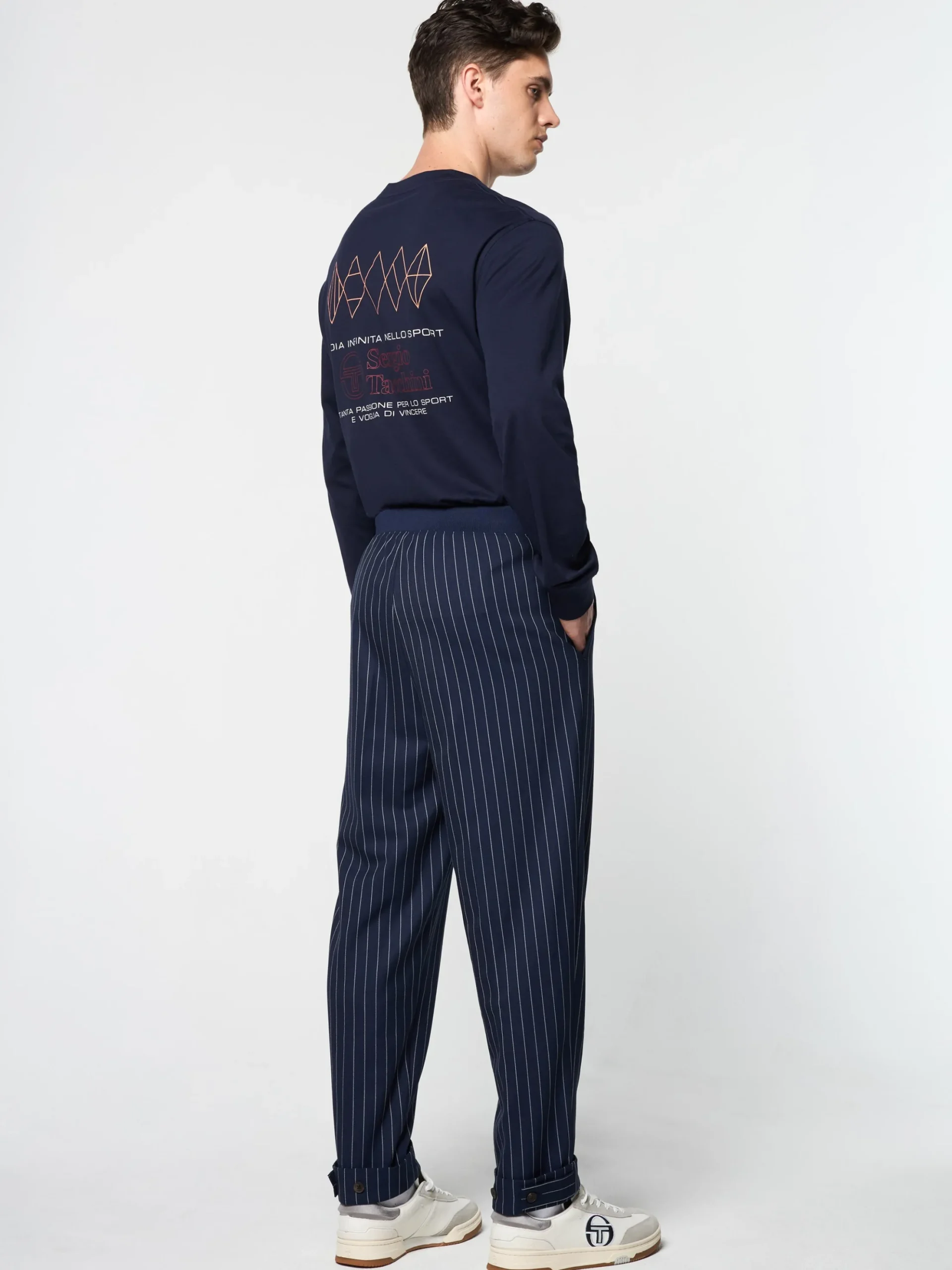 Sergio Tacchini Gessato Suiting Track Pant- MARITIME BLUE Clearance