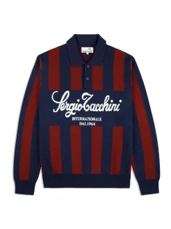 Sergio Tacchini Gioco Jacquard Long Sleeve Polo- MARITIME BLUE Discount
