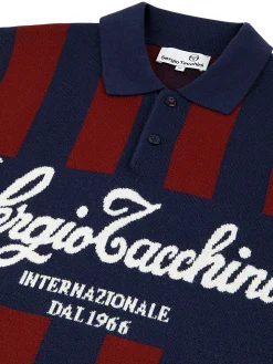 Sergio Tacchini Gioco Jacquard Long Sleeve Polo- MARITIME BLUE Discount