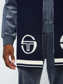 Sergio Tacchini La Faccia Jacquard Scarf- MARITIME BLUE Sale