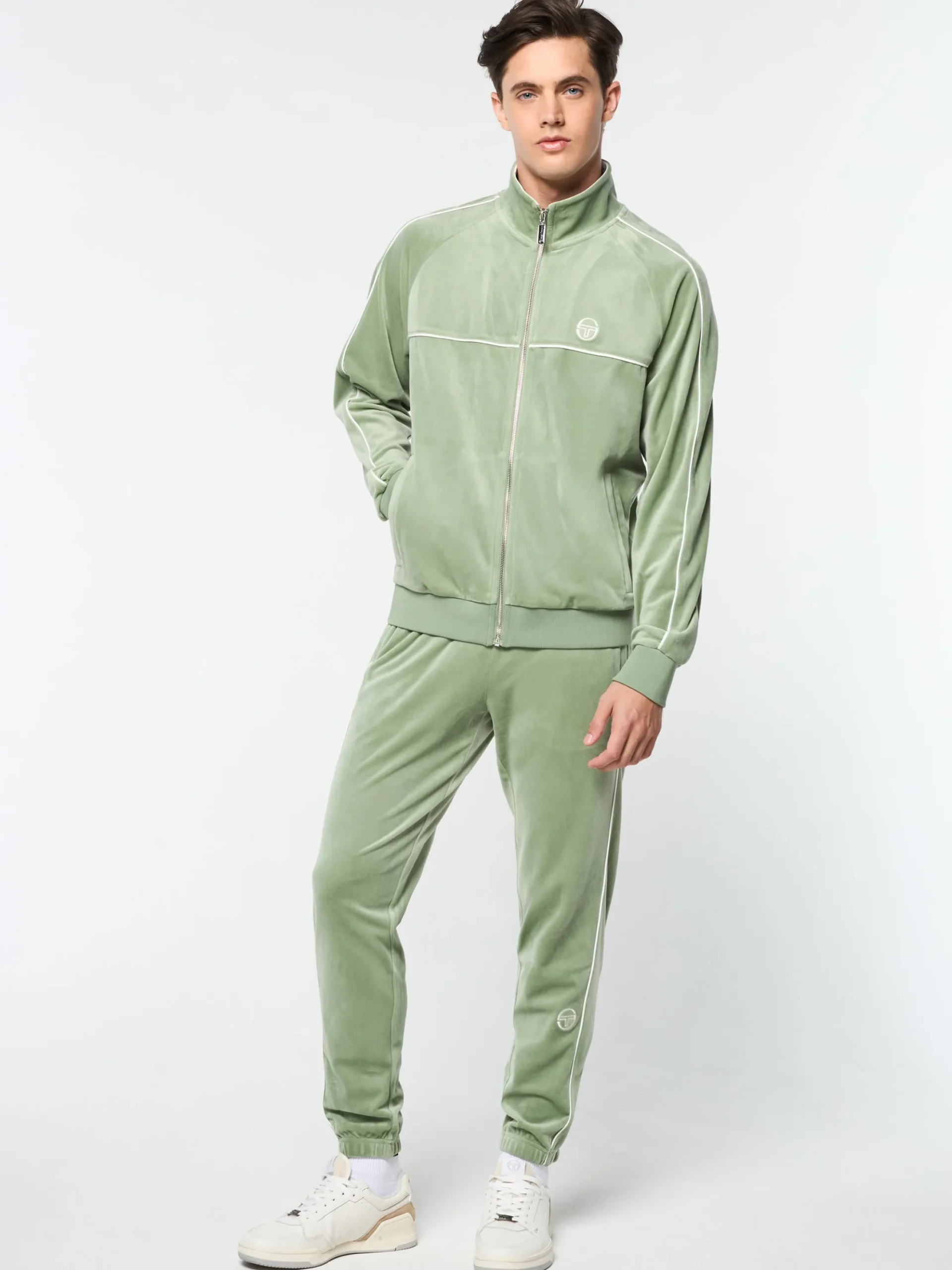 Sergio Tacchini Lioni Velour Track Jacket- HEDGE GREEN Fashion