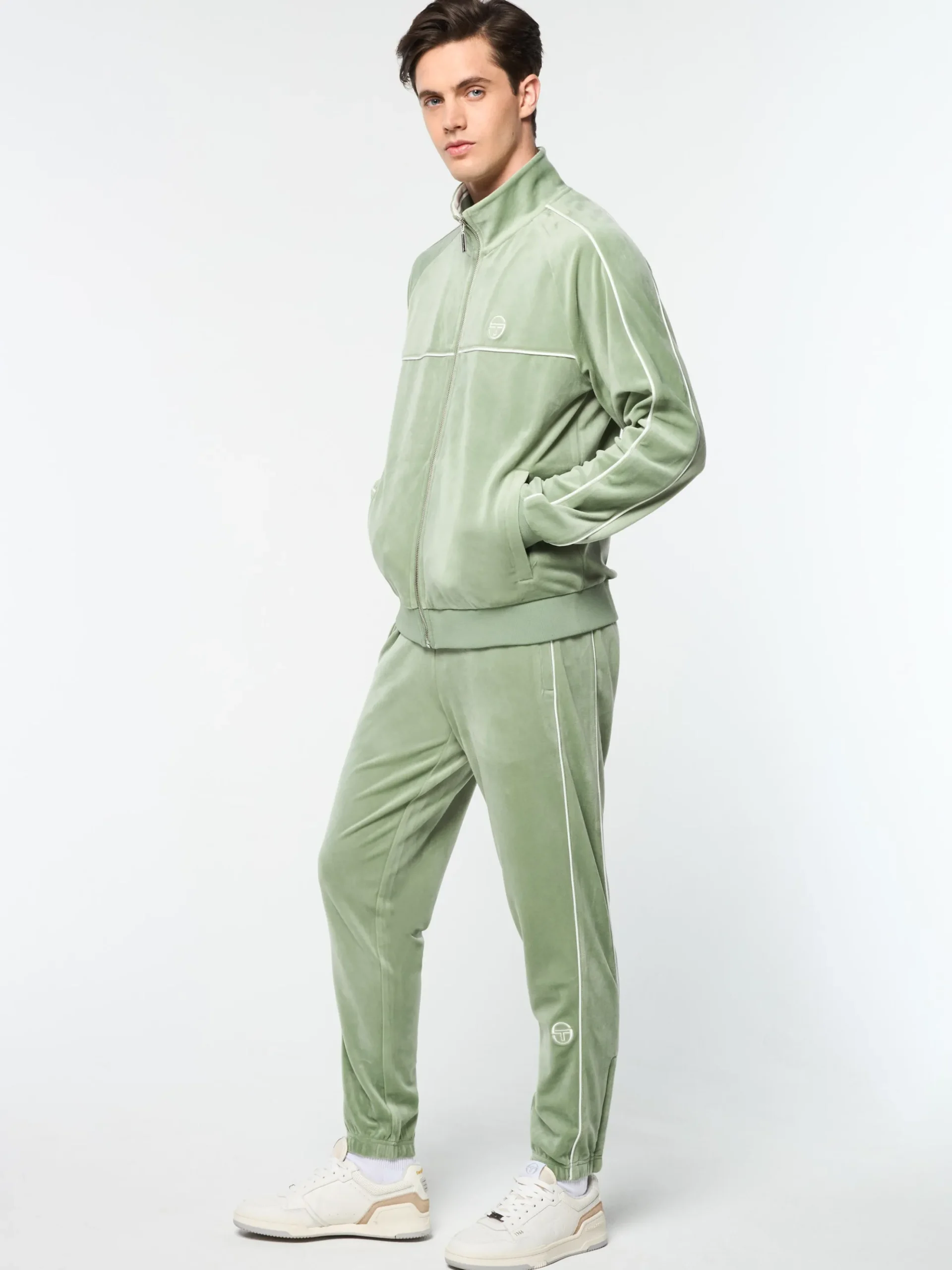 Sergio Tacchini Lioni Velour Track Jacket- HEDGE GREEN Fashion