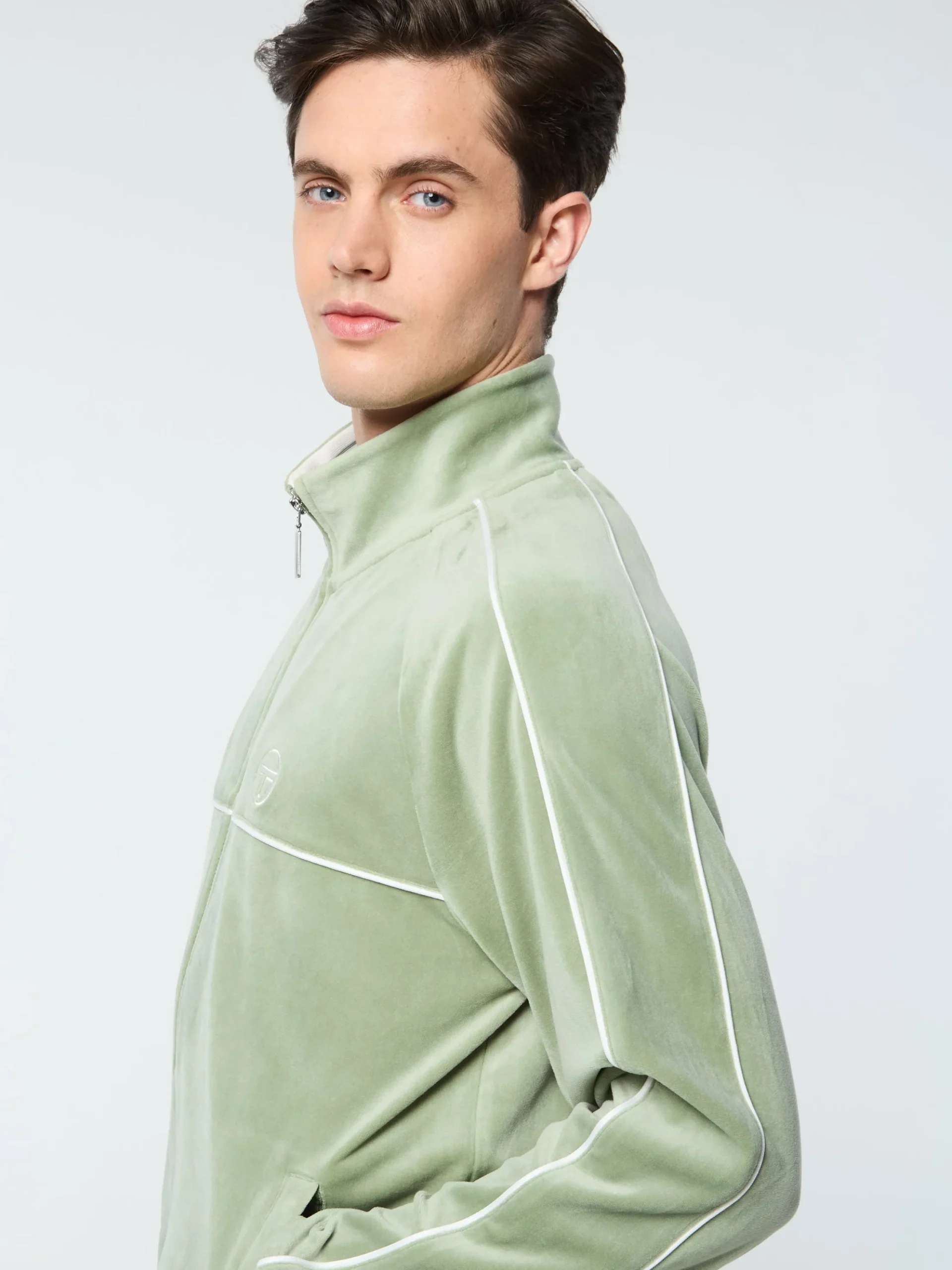 Sergio Tacchini Lioni Velour Track Jacket- HEDGE GREEN Fashion